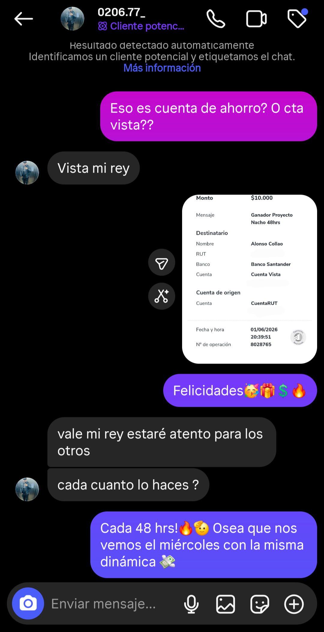 GANADOR/A N#2-10LUQUITAS CADA 48HRS