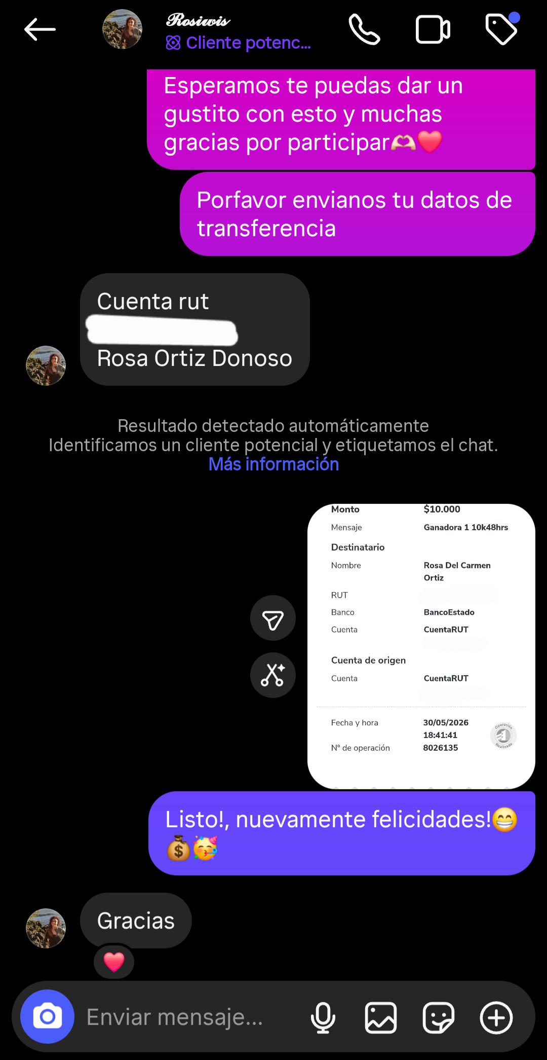 GANADOR/A N#1-10LUQUITAS CADA 48HRS