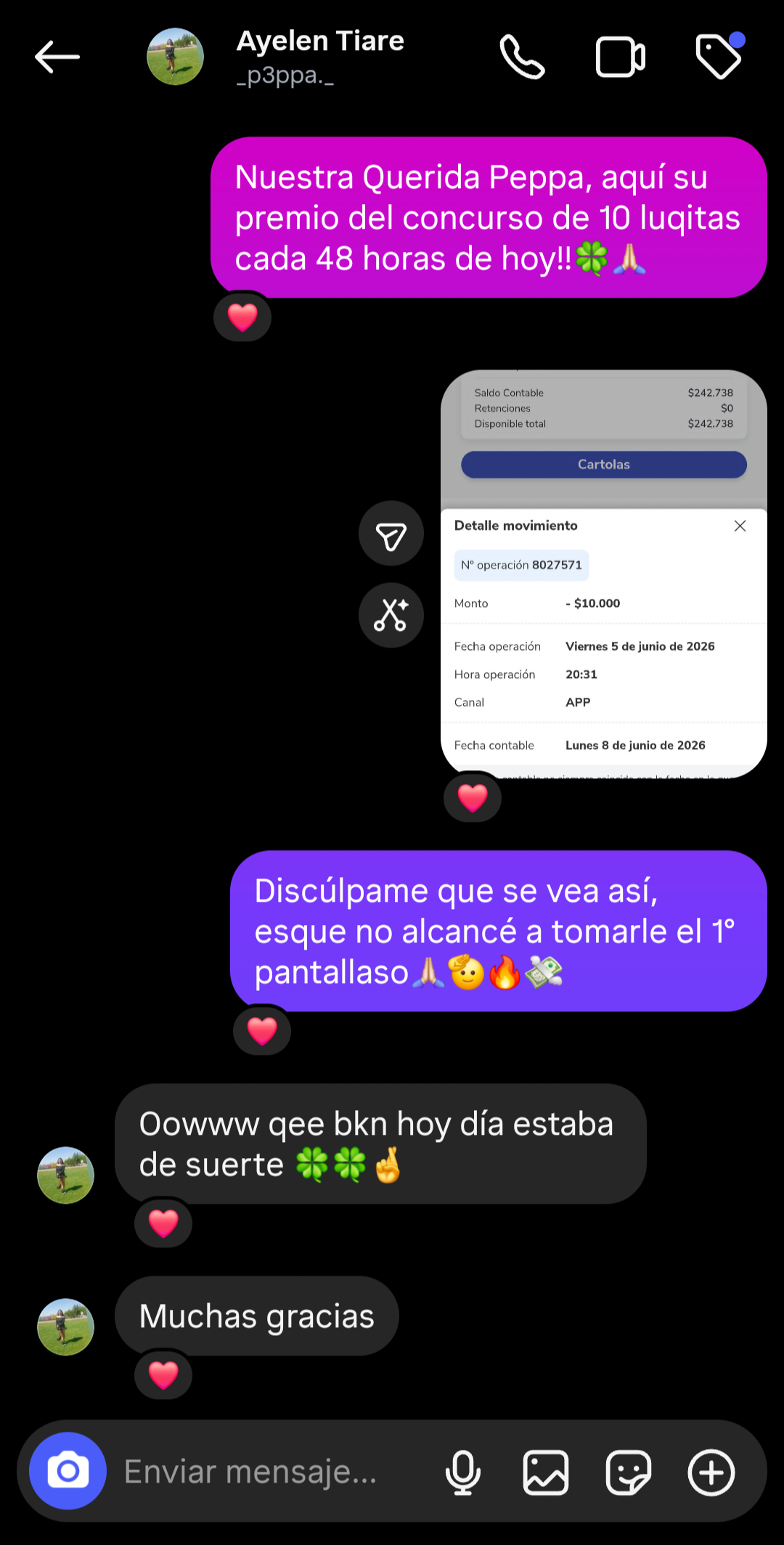 GANADOR/A N#5-10LUQUITAS CADA 48HRS